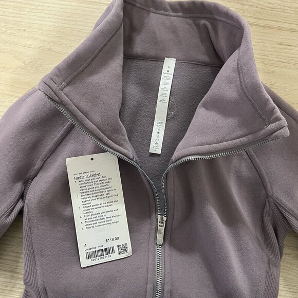 Lululemon Radiant Full Zip Jacket Size 4 Violet Verbena Cotton Fleece W4BGCS - Picture 7 of 11